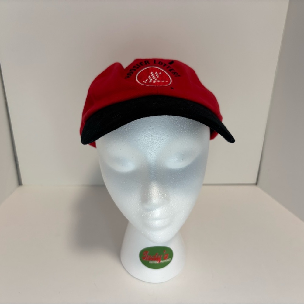 Vintage Red and Black Adjustable Hoosier Lottery Hat